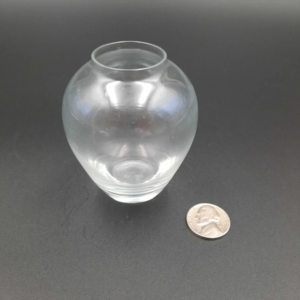 Miniature Flower Vase Handblown‎ Miniature Glass Vase, Rounded Bud Vase, 3.25